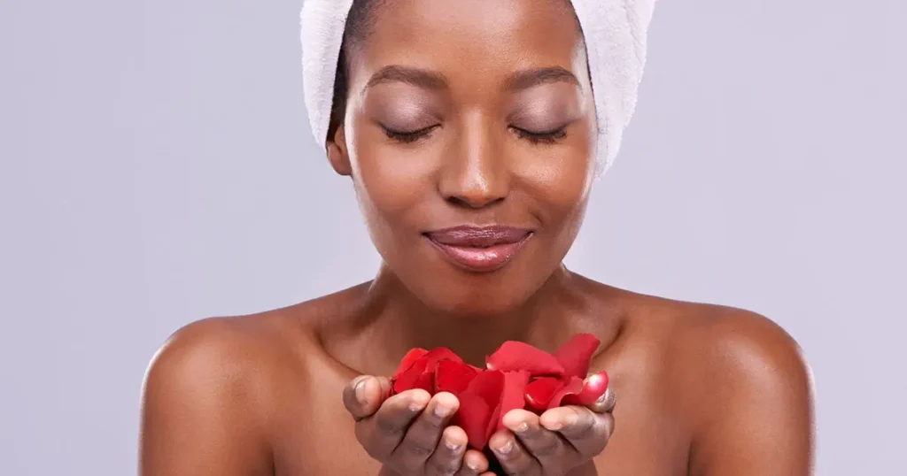 radiant skin with rose essential oil Queen Cannabie